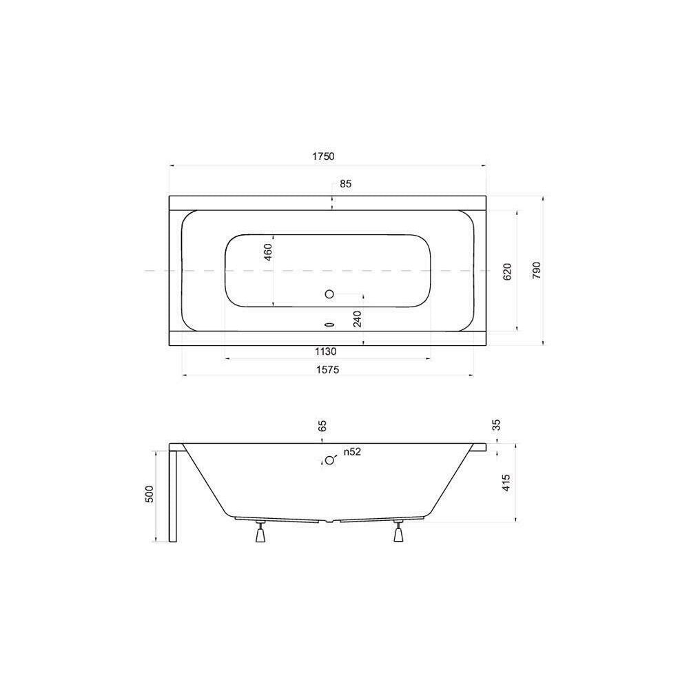 Правоъгълна вана Besco Quadro 175x80 см