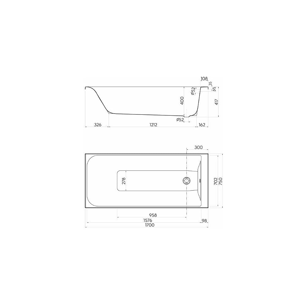Kolo Rekord Rectangular Bathtub 170x75 cm