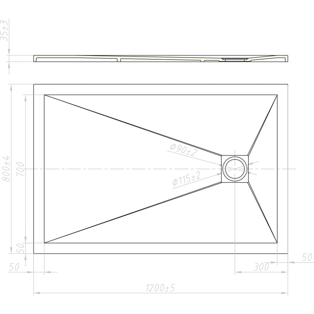 Правоъгълна композитна душ кабина Inter Ceramic 120x80 см, завършек дърво и кафе