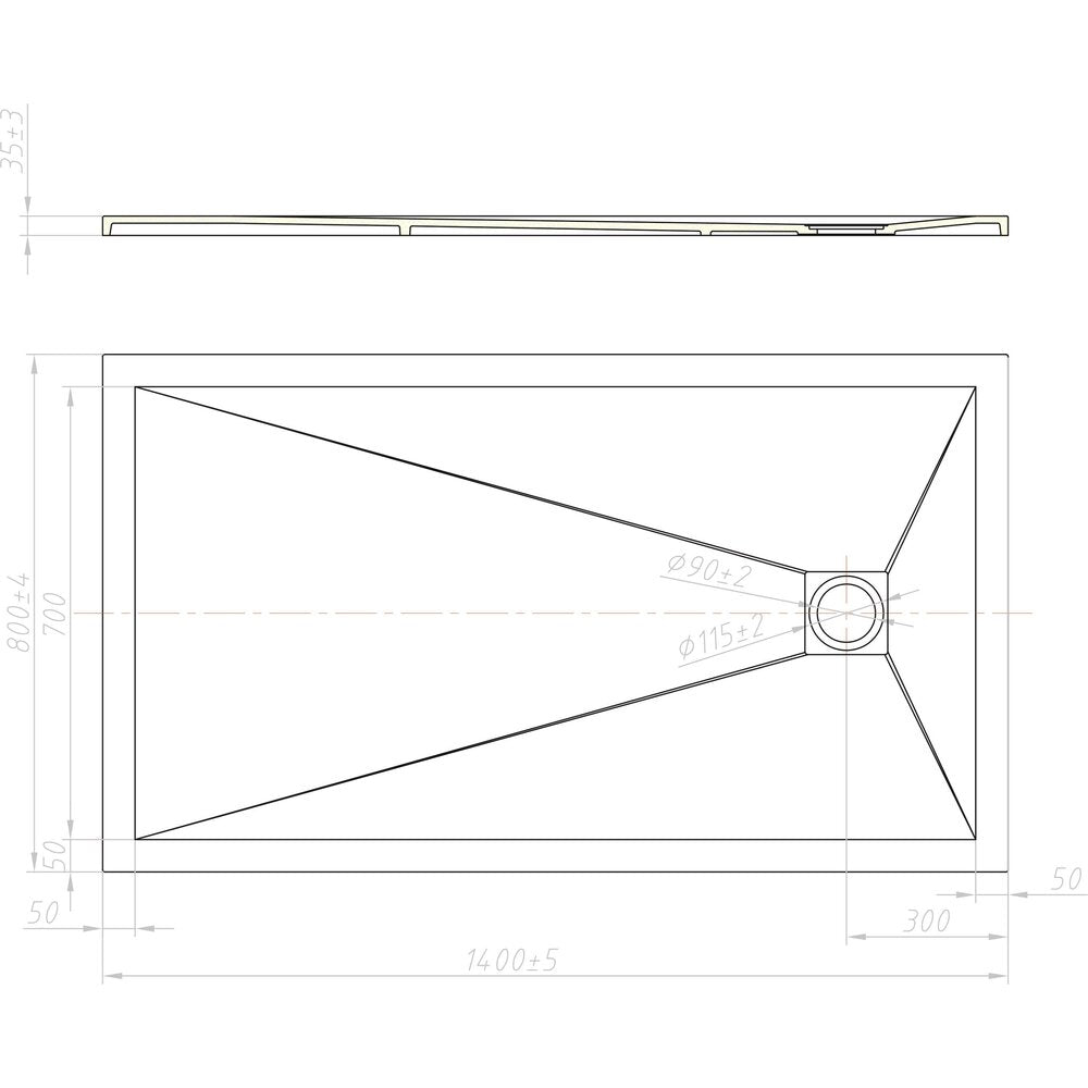 Квадратна композитна душ-капаня Inter Ceramic 140x80 см, завършек дърво и кафе.