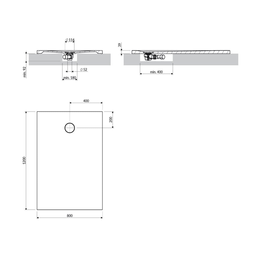 Правоъгълна душ кабина Omnires AquaRock M+ мат бяла 80x120 cm