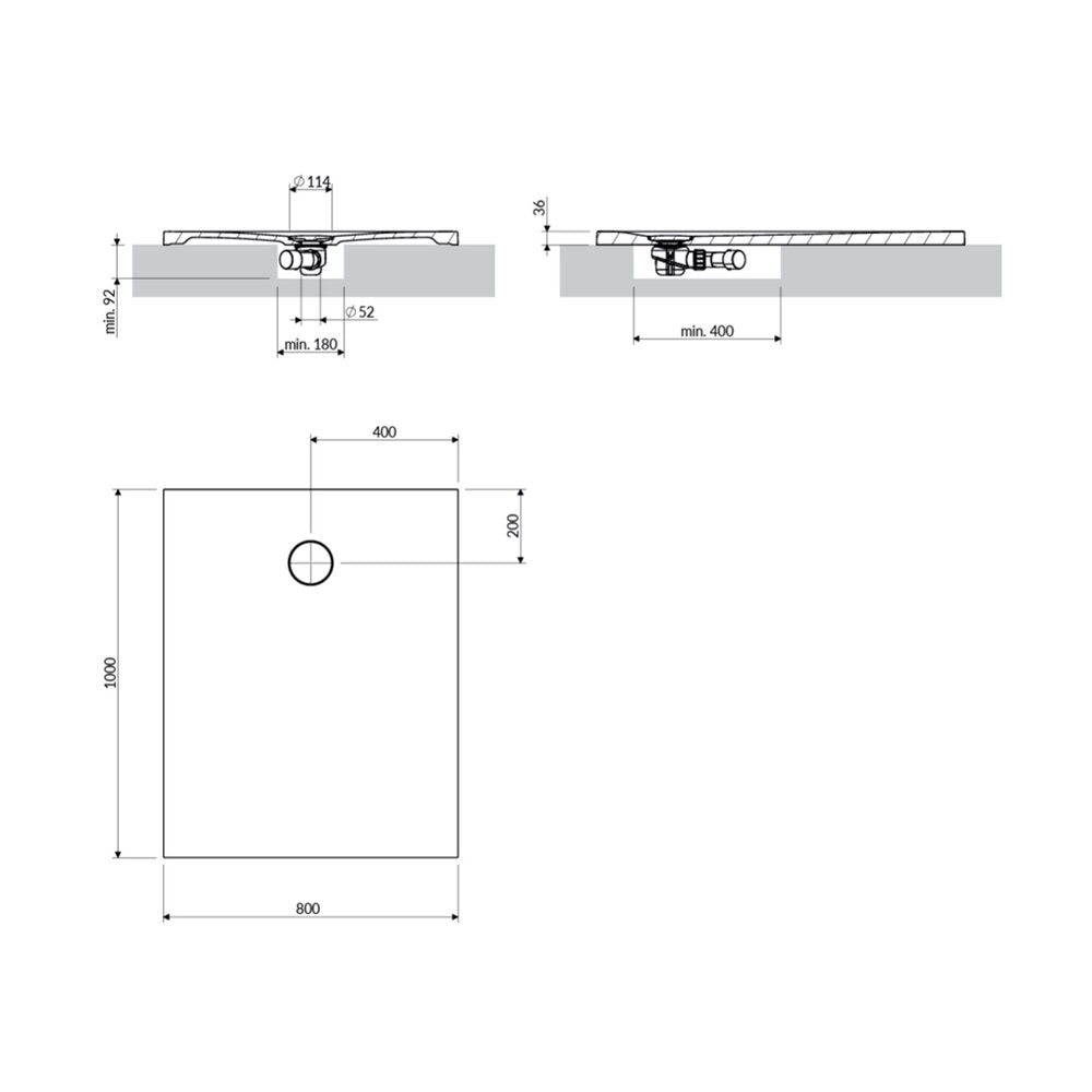 Правоъгълна душ кабина Omnires AquaRock M+ сив мат 80x100 cm