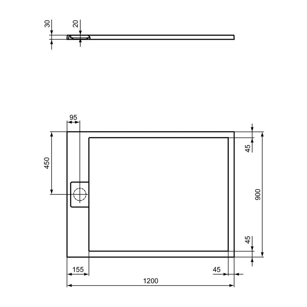 Правоъгълна душ кабина Ideal Standard i.life Ultra Flat S бяла 120x90 см