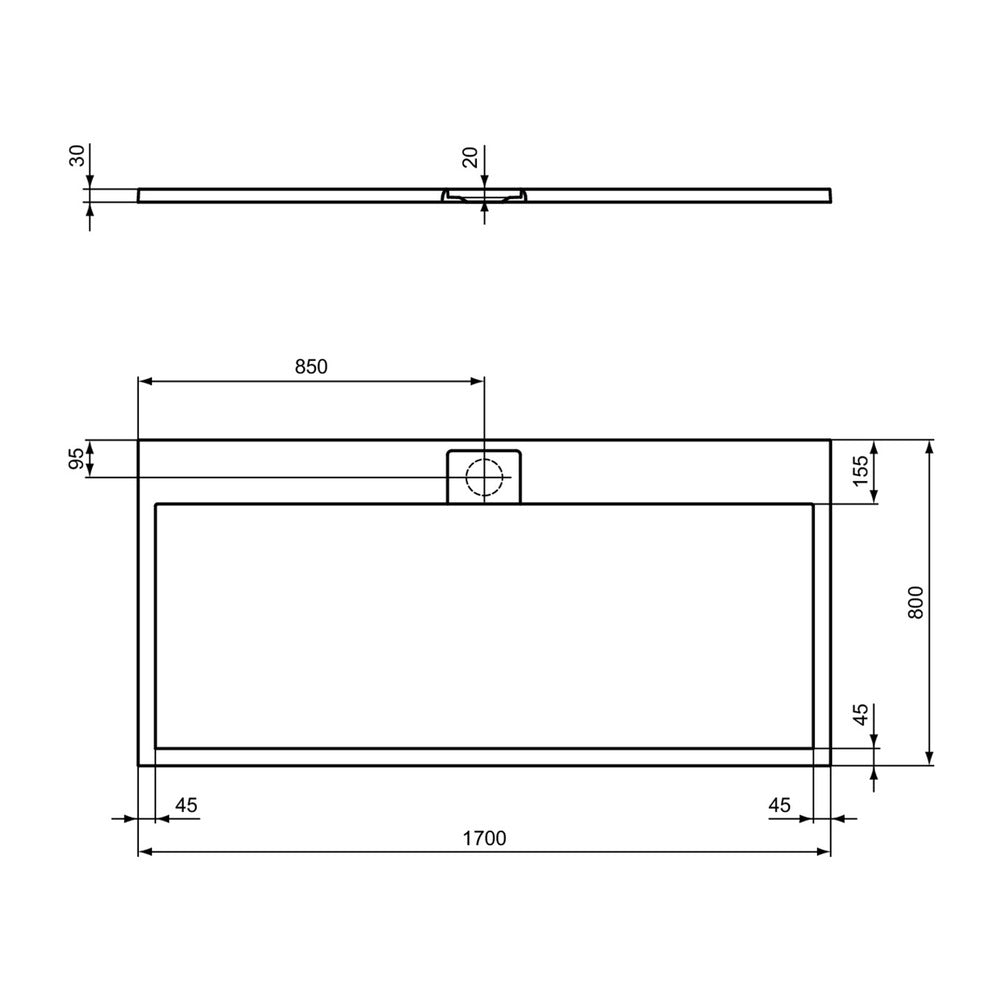 Правоъгълна душ кабина Ideal Standard i.life Ultra Flat S бяла 170x80 см
