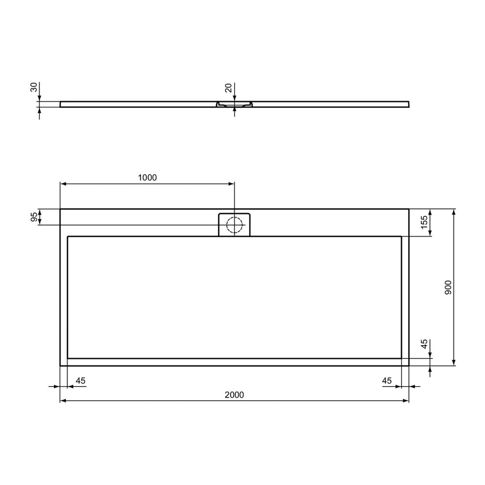Правоъгълна душкаба Ideal Standard i.life Ultra Flat S пясъчен 200x90 см