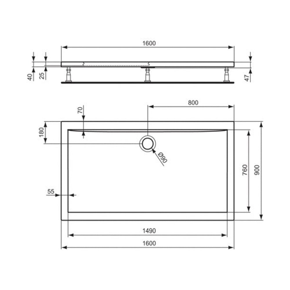 Правоъгълна душ кабина Ideal Standard Ultra Flat 160x90 см