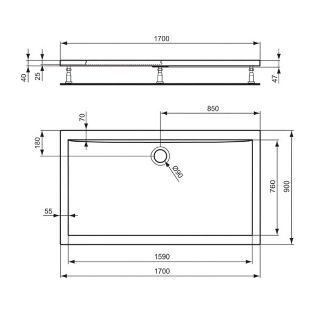 Правоъгълна душ кабина Ideal Standard Ultra Flat 170x90 см
