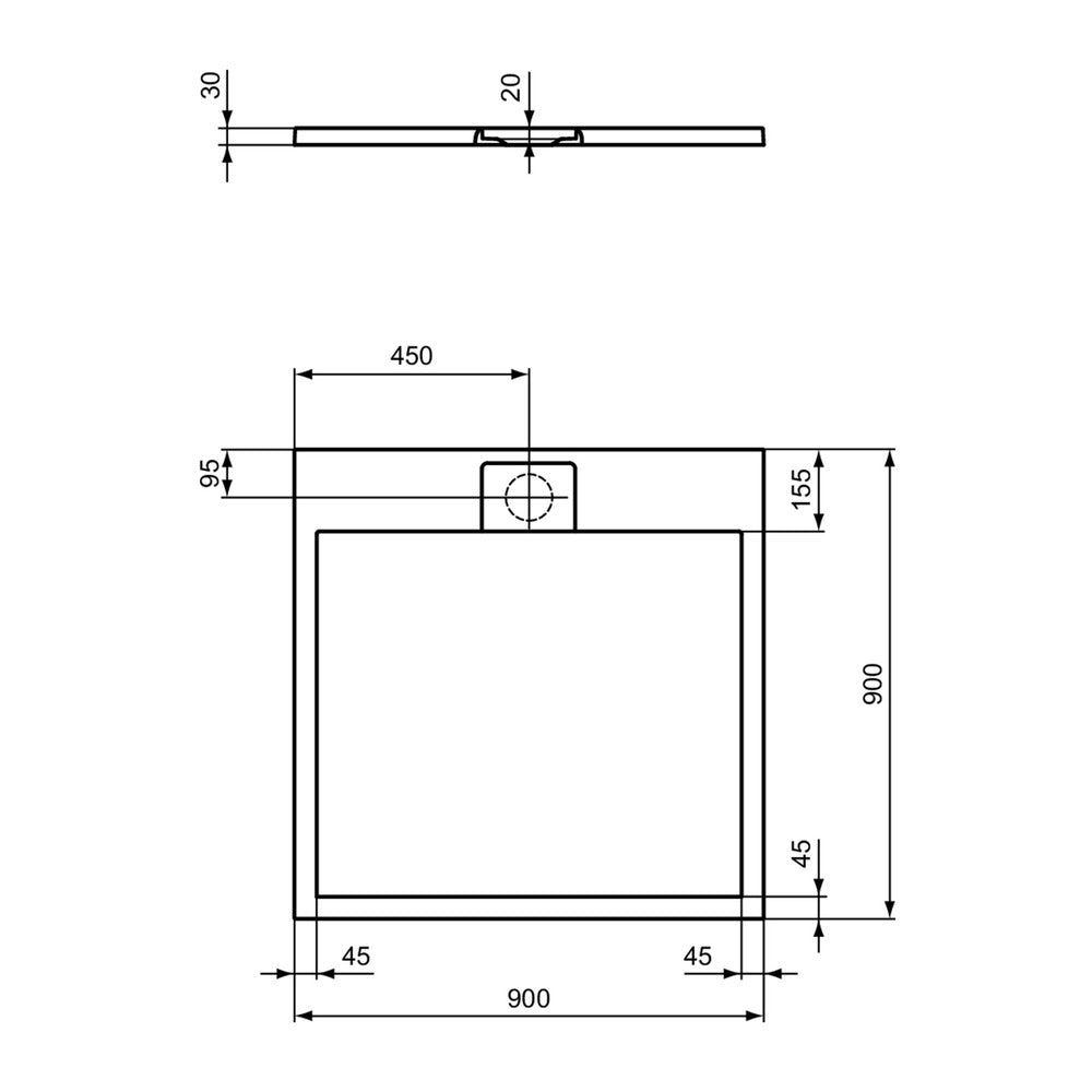 Квадратна душ кабина Ideal Standard i.life Ultra Flat S бяла 90x90 см