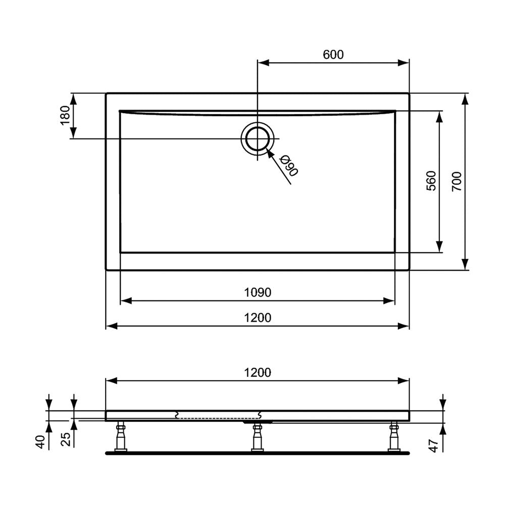 Правоъгълна душ кабина Ideal Standard Ultra Flat 120x70 см