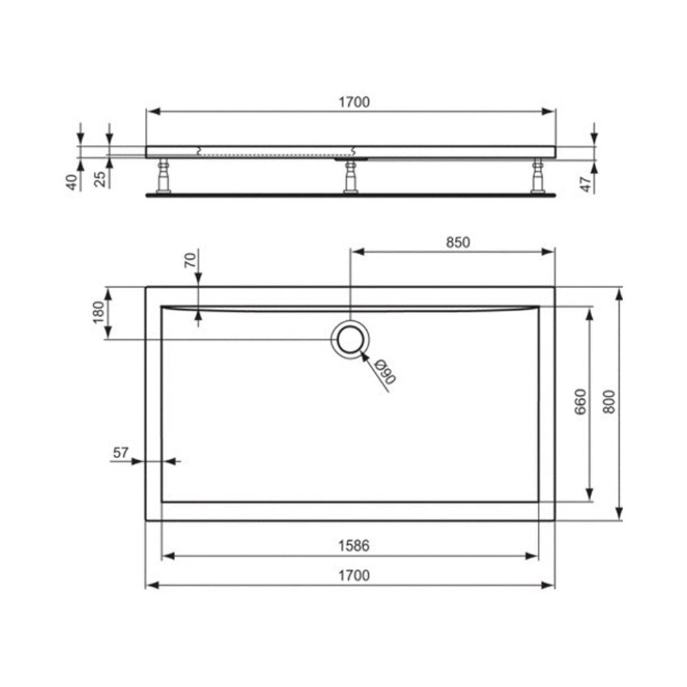Ideal Standard Ultra Flat Rectangular Shower Tray 170x80 cm