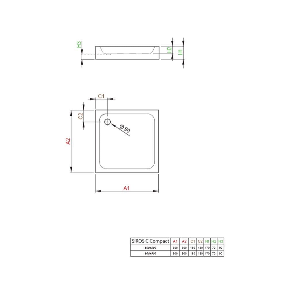 Аcrylic квадратна душ кабина Radaway Siros C Compact 90x90 cm бяла