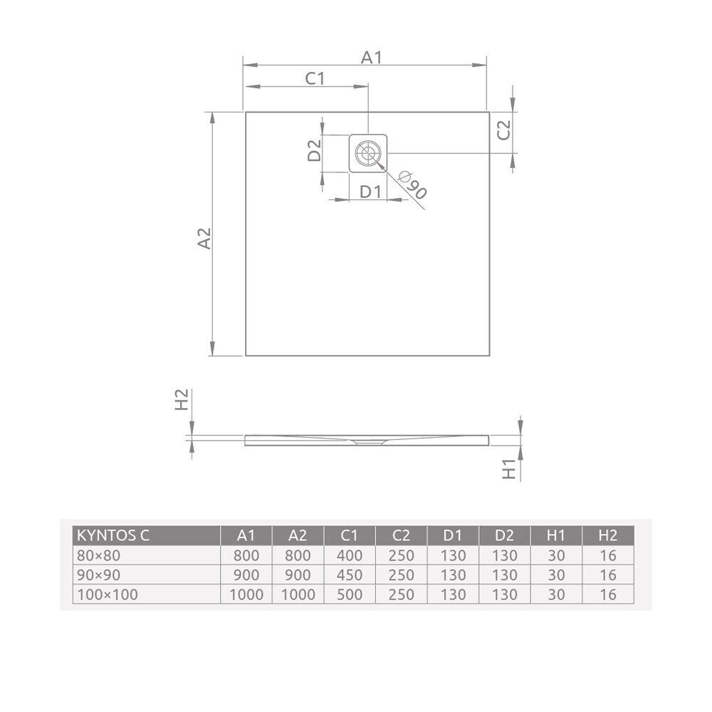 Квадратна душ кабина Radaway Kyntos C 80x80 cm бяла