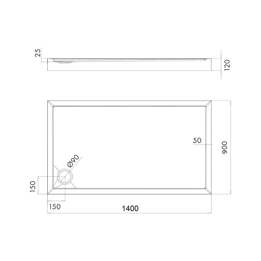 Omnires Camden Rectangular Shower Tray White 90x140 cm