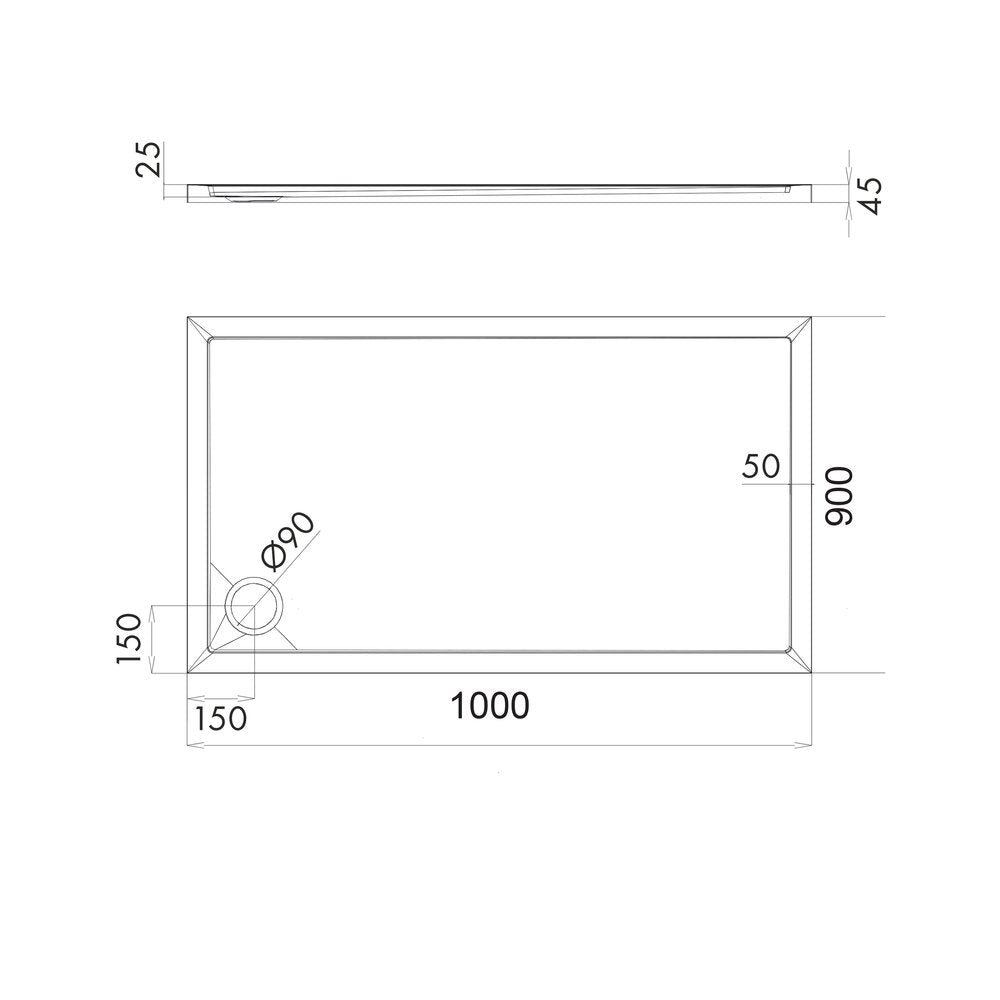 Omnires Merton Rectangular Shower Tray White 90x100 cm