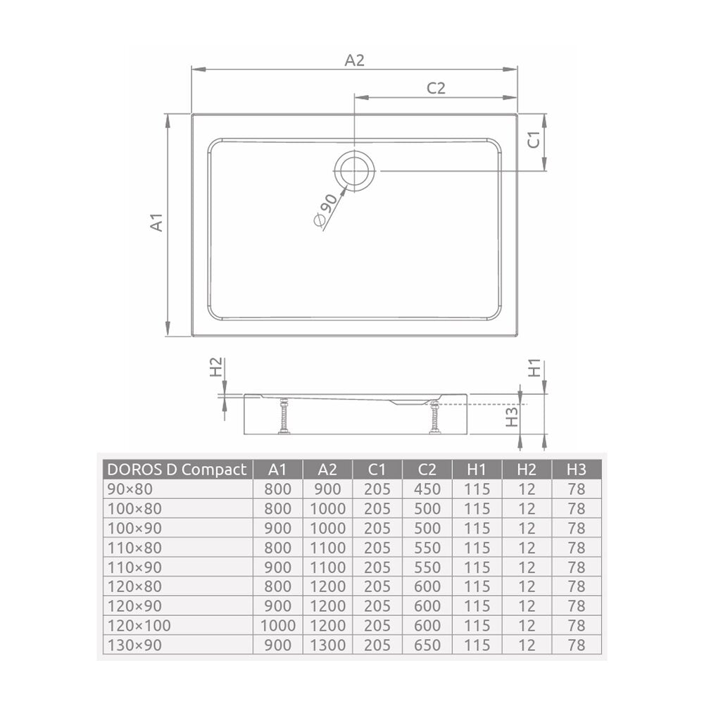 Правоъгълна душ кабина Radaway Doros D Compact Stone 120x90 cm акрил кашмир