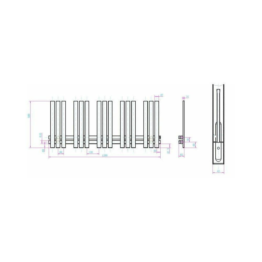 Сушилник за кърпи Rune Lysa Slim 1200x500 mm мат антрацит