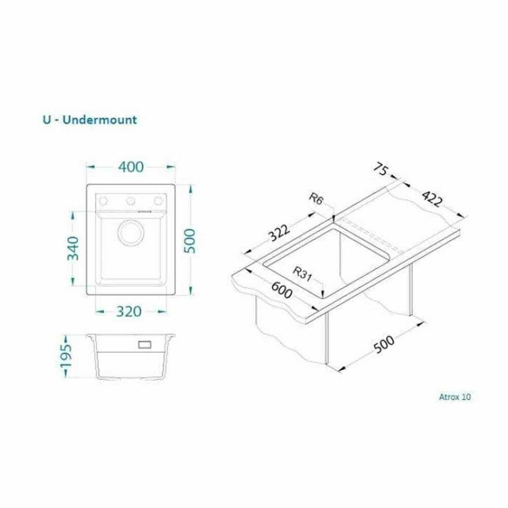 Alveus Atrox 10 Composite Sink Beige 40x50 cm