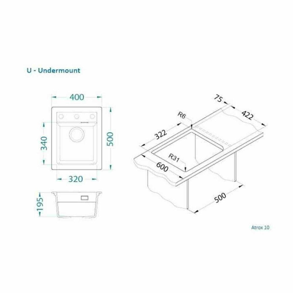 Чиния Alveus Atrox 10 сив 40x50 см