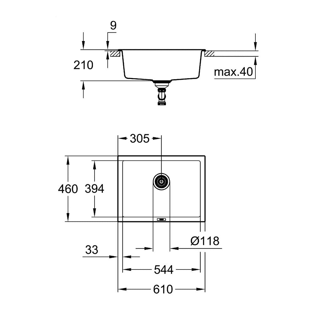 Композитна мивка Grohe K700U 61x45.7 см черна