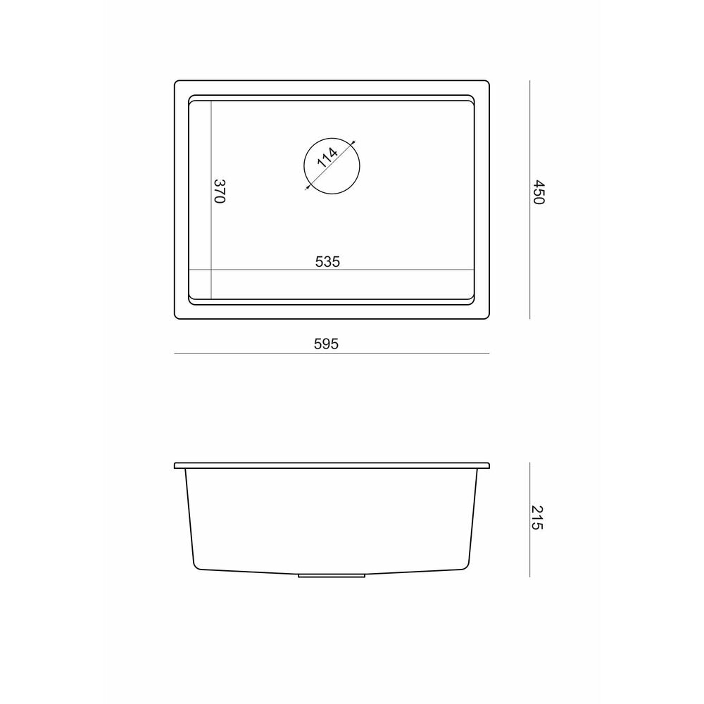 Quadron Logan 100 Composite Sink Under Counter Gray - Copper 59.5x45.1 cm