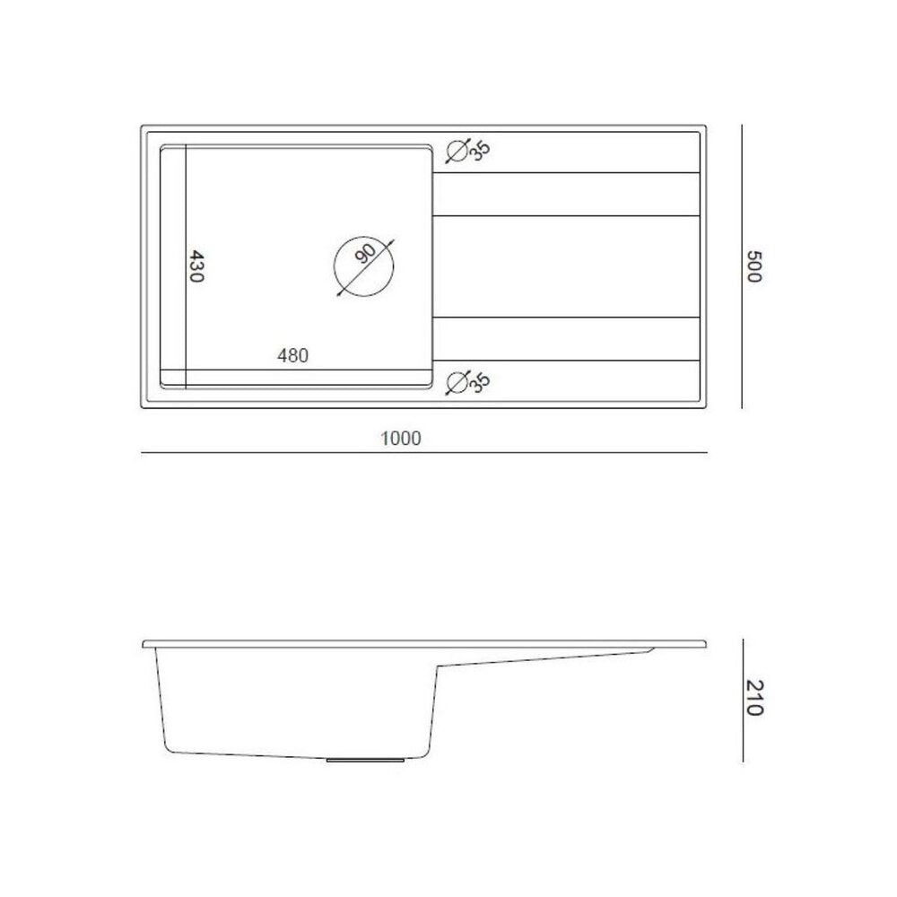 Вградена композитна мивка Quadron Unique Evan 146 XL бежова - медна 100x50 cm