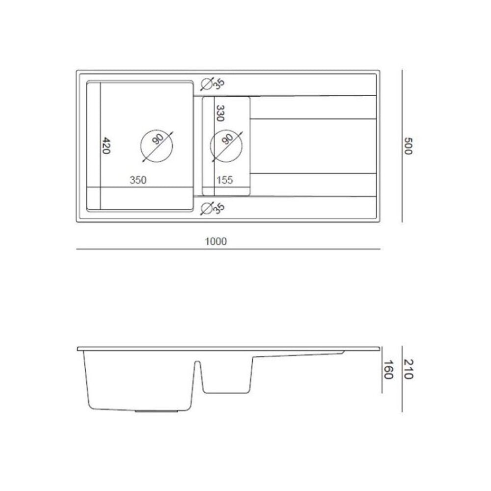 Вградена композитна мивка Quadron Unique Evan 156 бежова - златна 100x50 cm