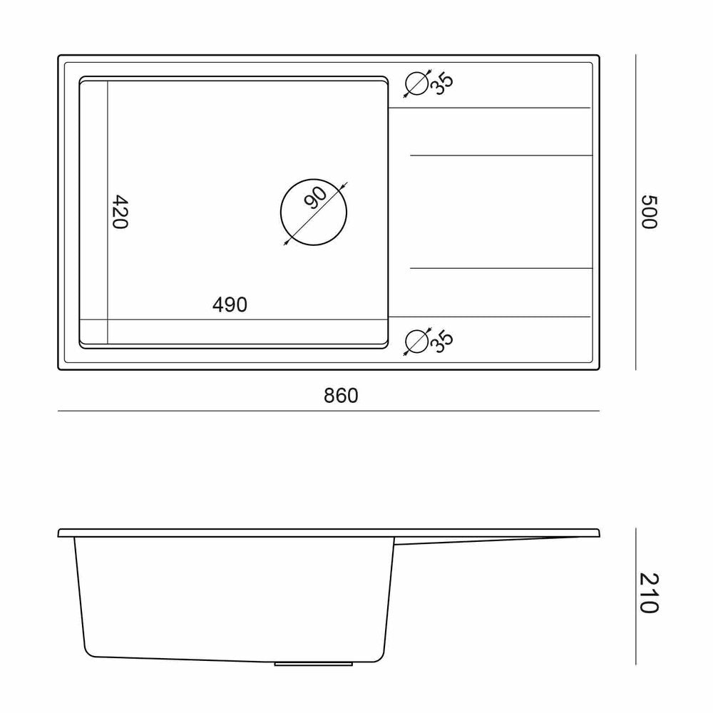 Quadron Unique Evan 136 XL Composite Undermount Sink Black Carbon - Copper 86x50 cm