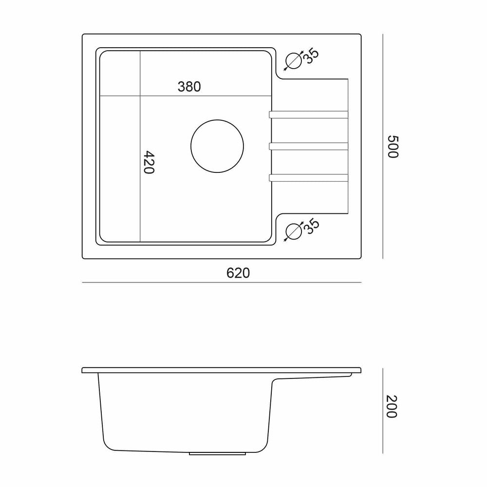Quadron Pop Peter 116 Carbon Black Undermount Sink 62x50 cm