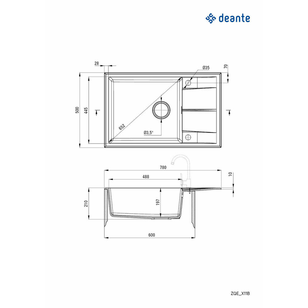 Гранитна мивка Deante Eridan 50x78 см черна