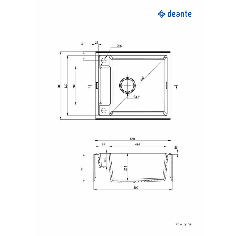 Deante Magnetic Granite Sink 50x56 cm Graphite