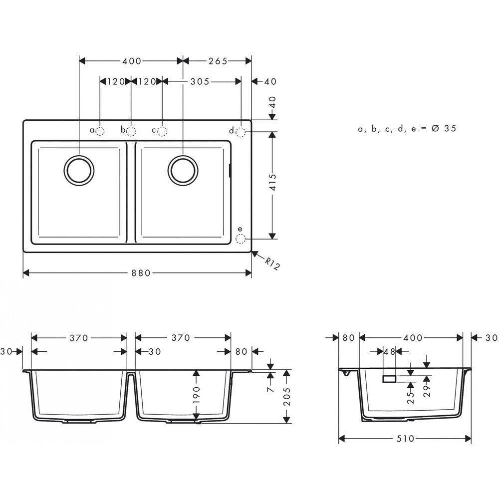 Hansgrohe S51 SilicaTec Composite Sink Grey Stone 88x51 cm