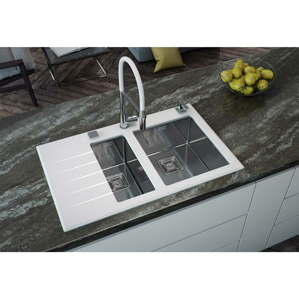 Мивка инокс Alveus Crystalix 20 inox - бяла 86x54 см дясна