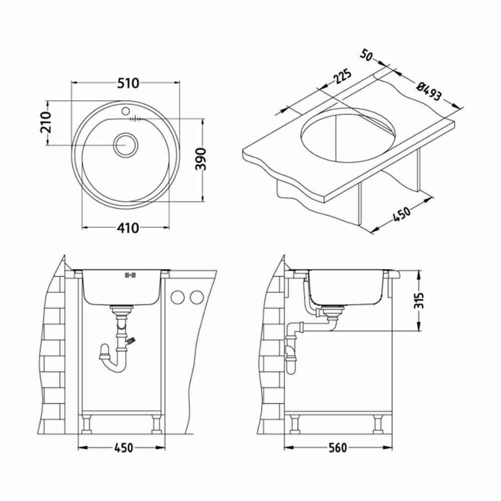 Alveus Form 30 Stainless Steel Sink Anthracite Finish 51 cm