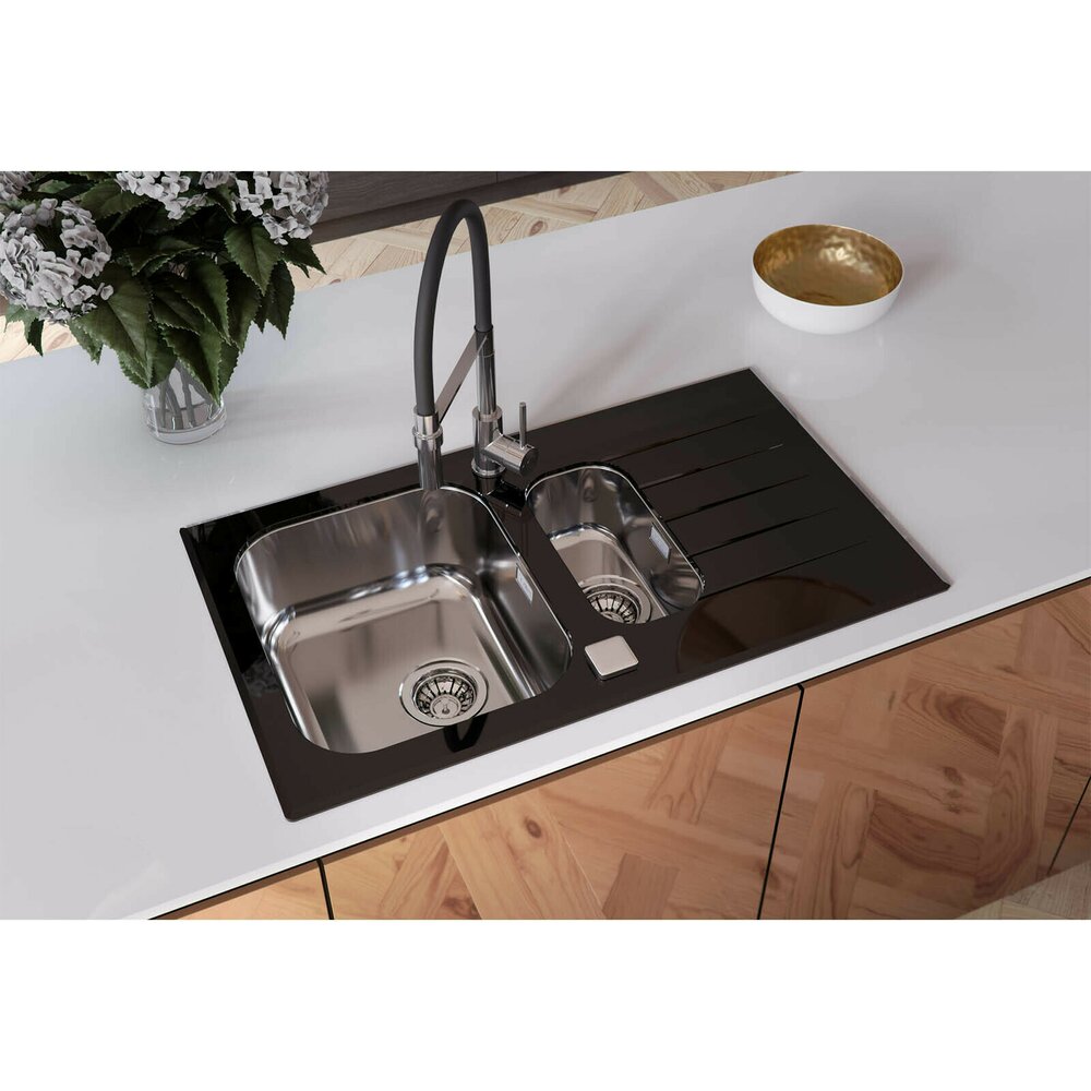 Мивка инокс Alveus Glassix 20 инокс - черен 86x50 см