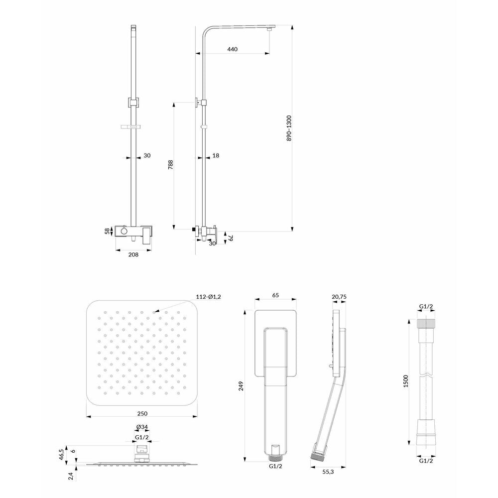 Shower Column with Dual Control Battery Omnires Baretti