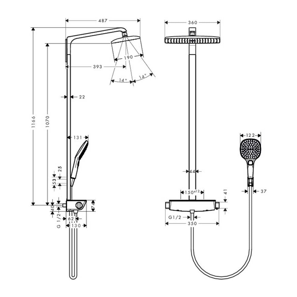 Hansgrohe Raindance Select 360 Thermostatic Shower Column