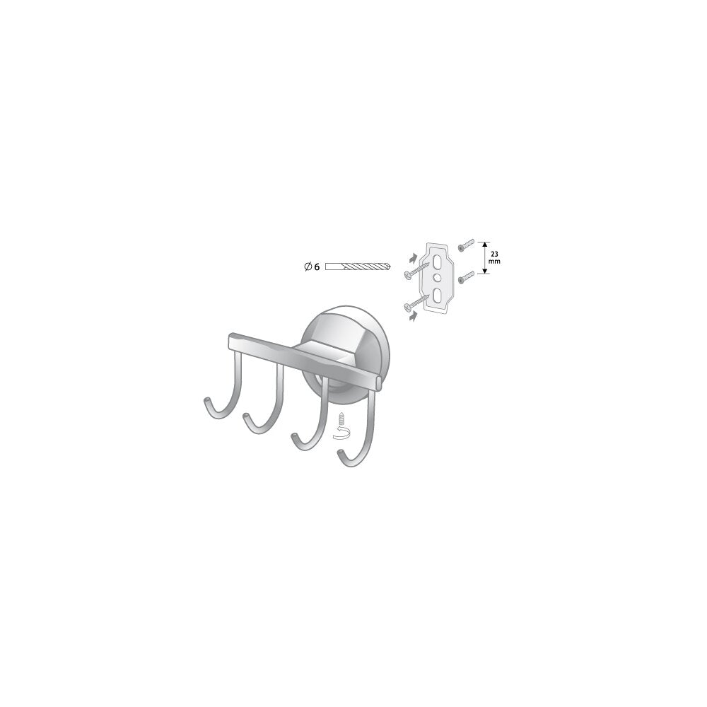 Bisk Ontario Chrome Coat Rack with 4 Arms