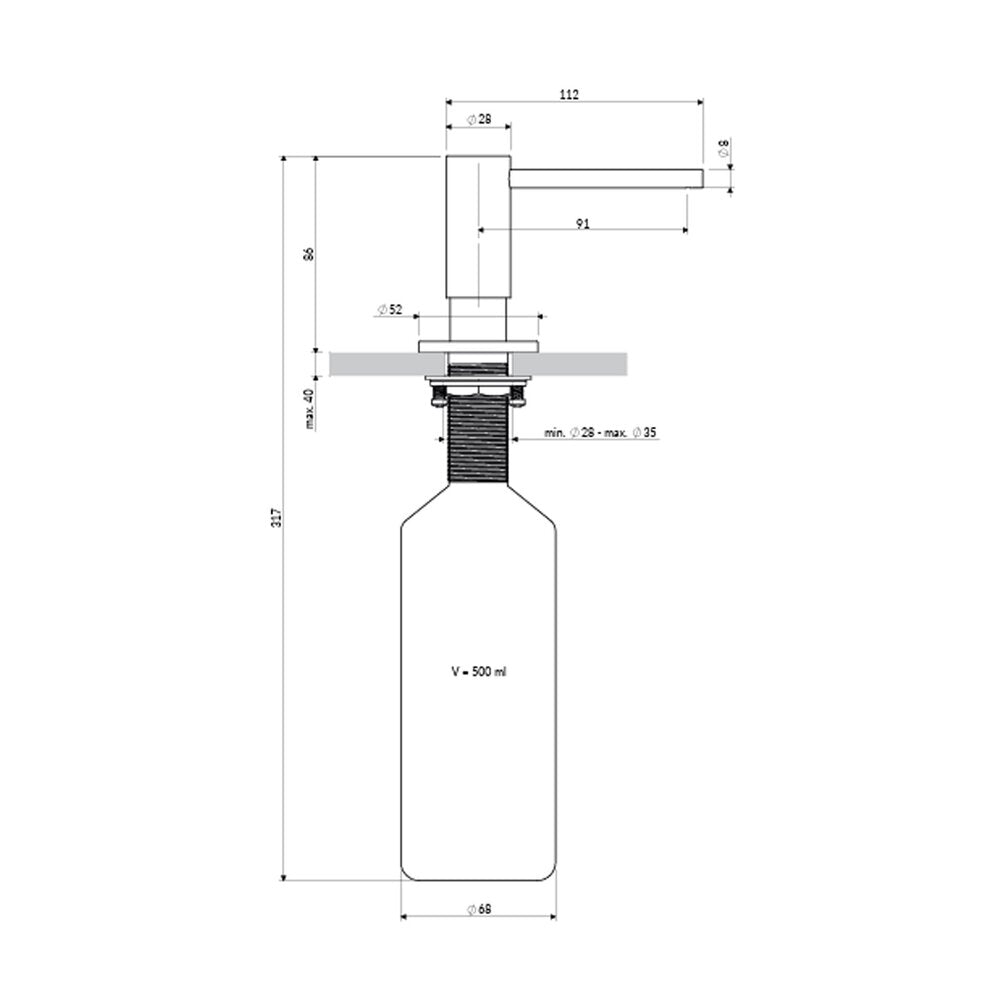 Дозатор за течен сапун Omnires Modern Project месинг полирано 500 ml