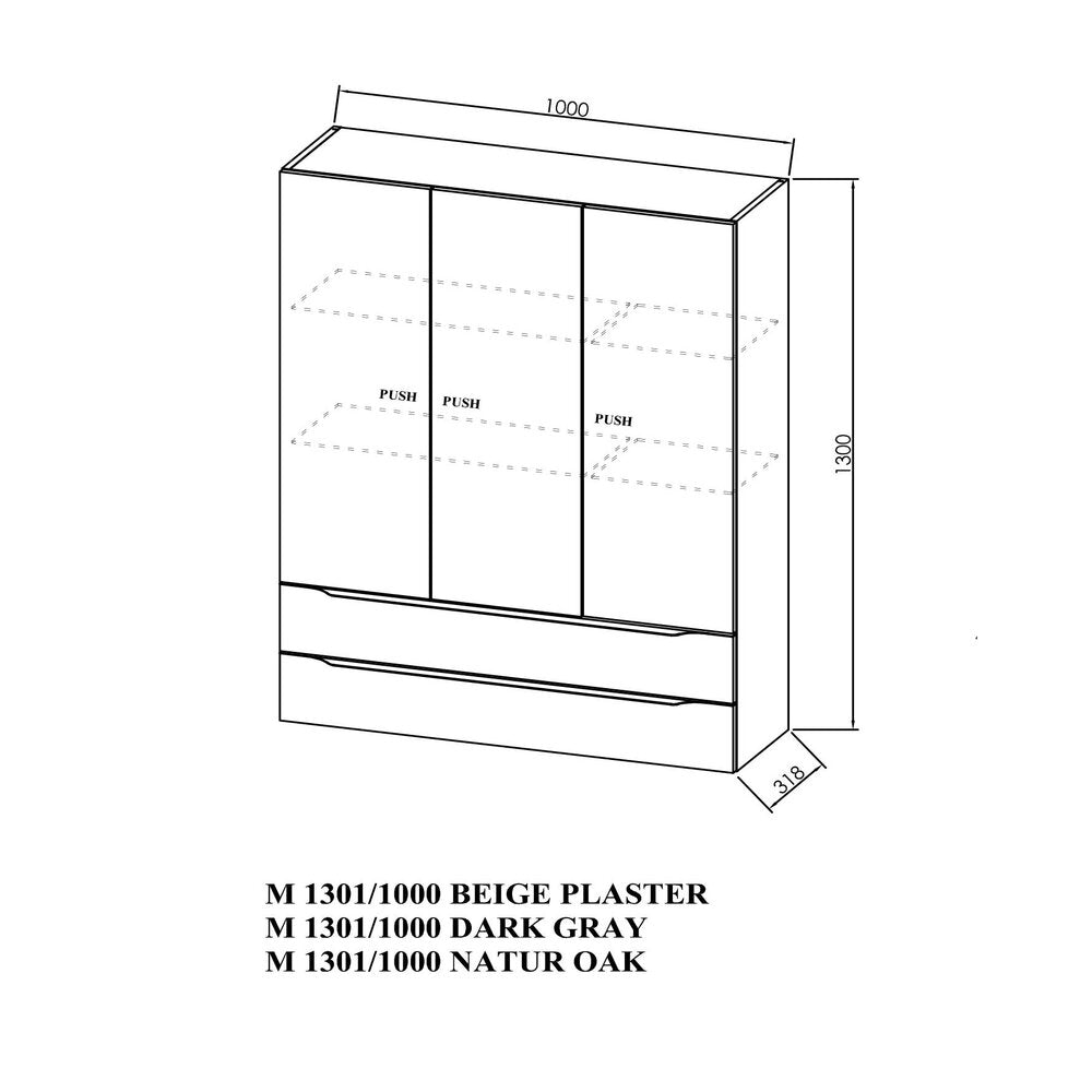 KolpaSan Malaya Wall-Mounted Tall Cabinet Natural Oak 100 cm