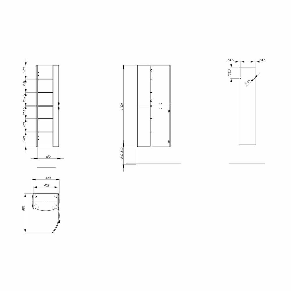 High Wall Cabinet Oristo Louis Navy Blue 2 Doors 47 cm