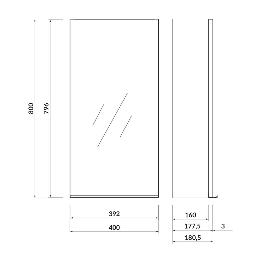 Cersanit Virgo Wall-Mounted Cabinet with Mirror 40 cm