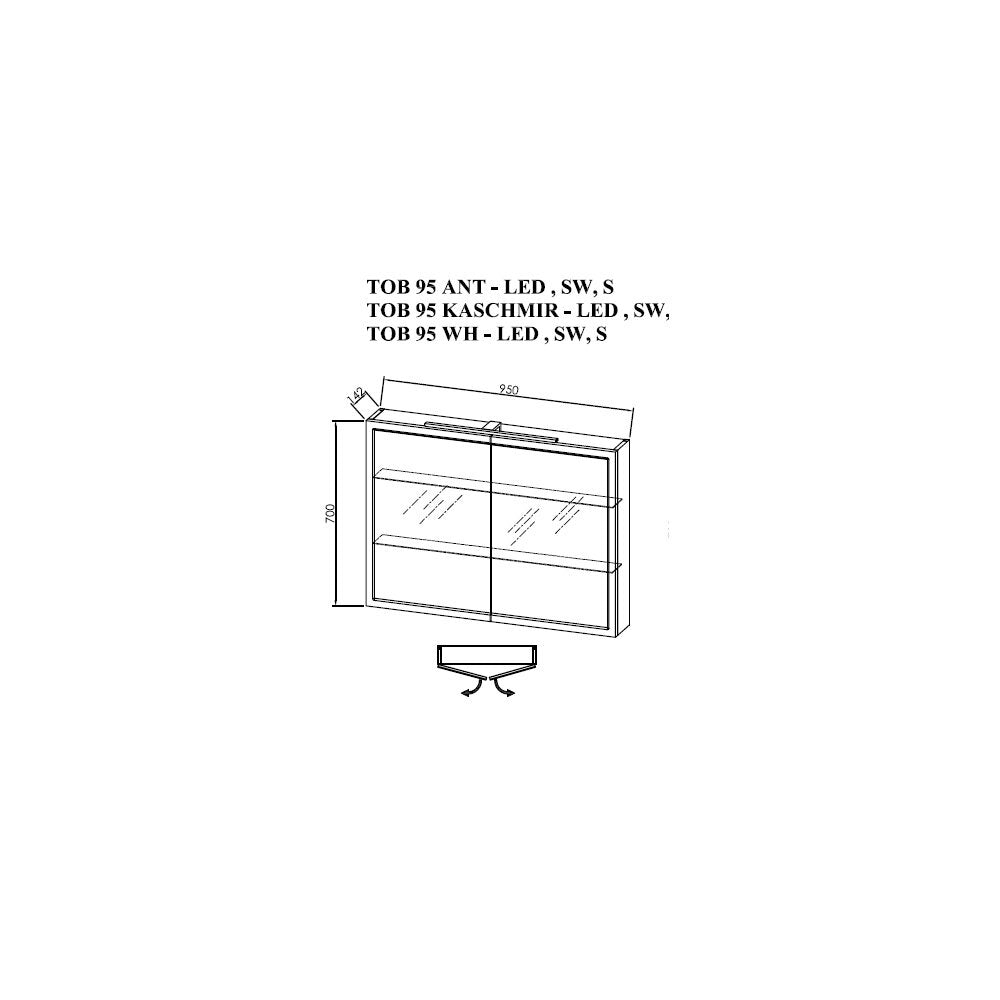Wall-mounted cabinet with mirror KolpaSan Blanche matte white 95 cm