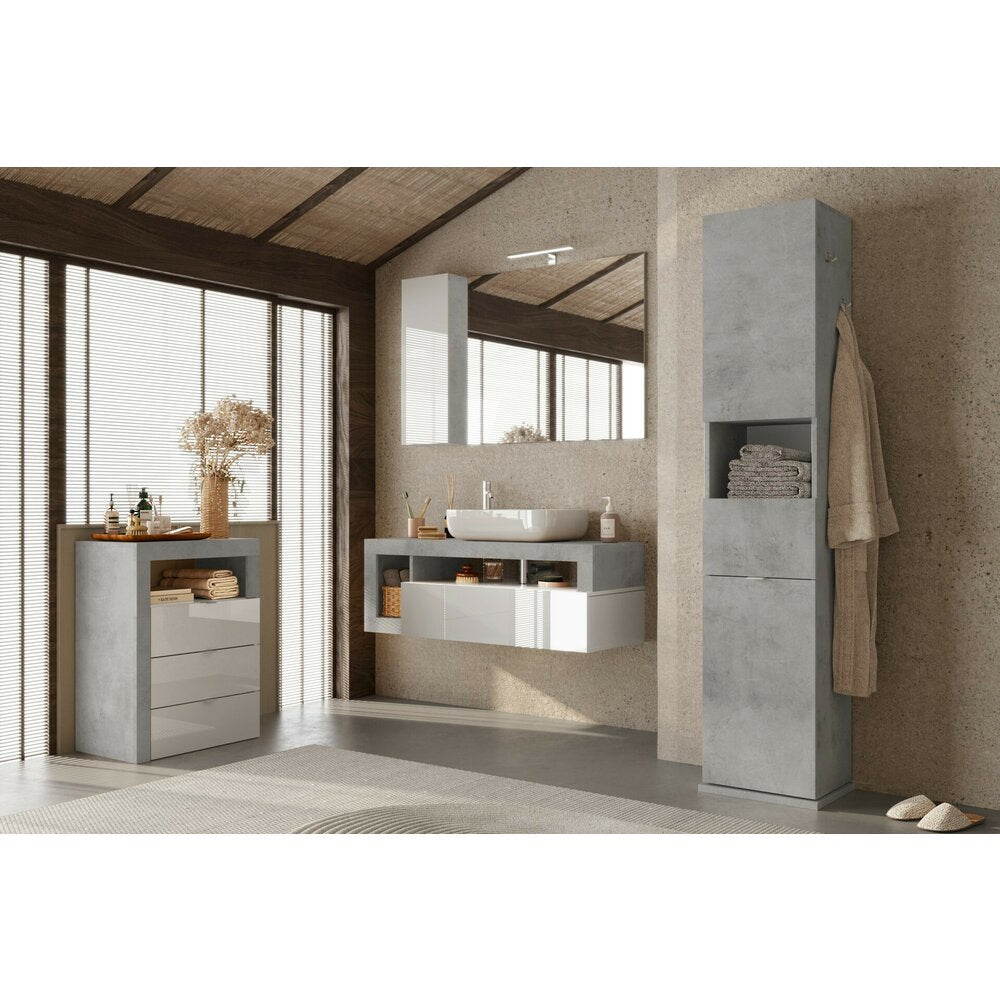 Сив колоновиден шкаф LC Mobili Italia Hamburg 180x35 см