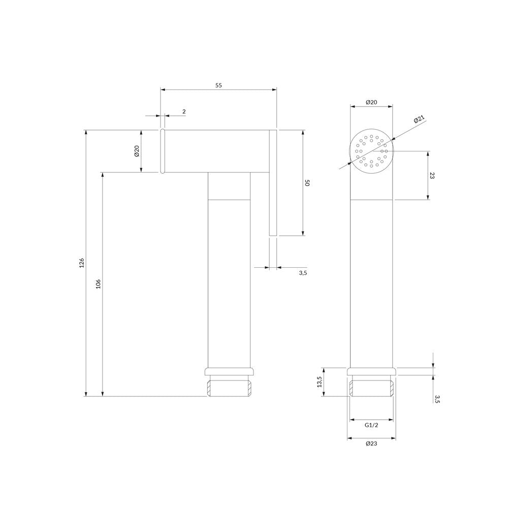 Omnires Bidetta Round Bidet Shower 1 Function
