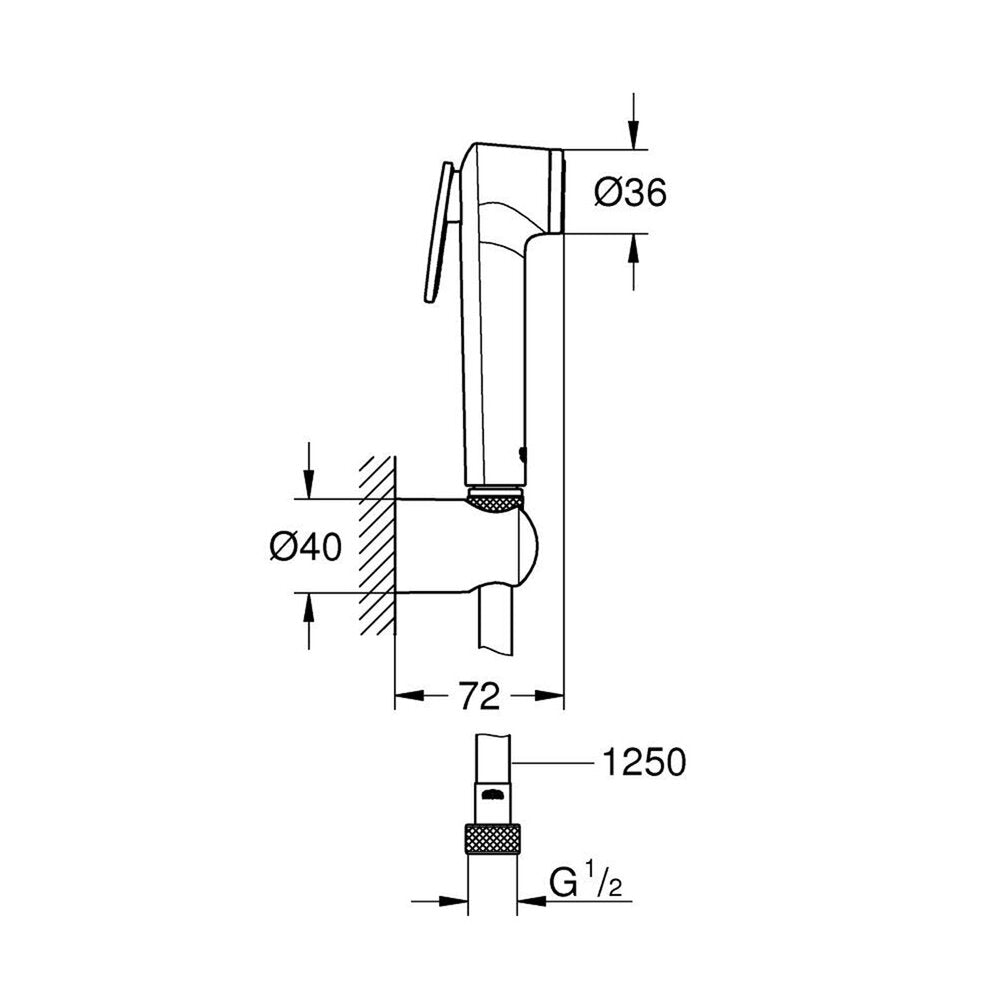 Grohe Tempesta F Trigger 1 Function Brushed Anthracite Hard Graphite Hygienic Shower