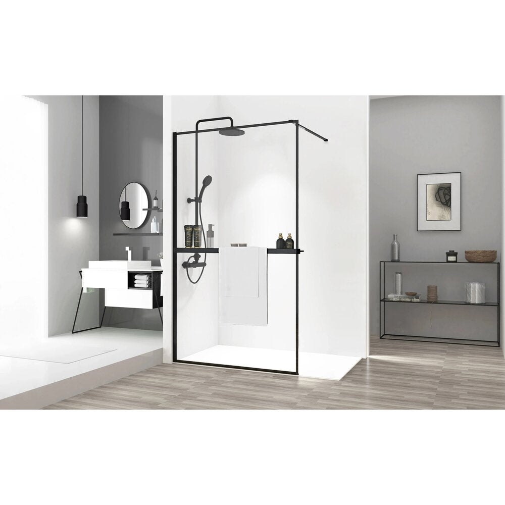 Rea Evo Black Shelf and Towel Holder