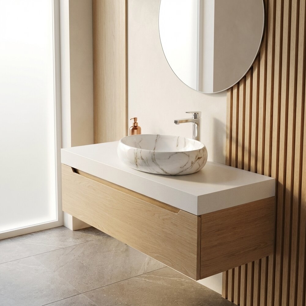 Rune Balder 49 cm Marble Style Countertop Sink