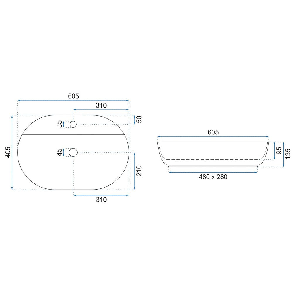 Rea Aura 61 cm Countertop Sink