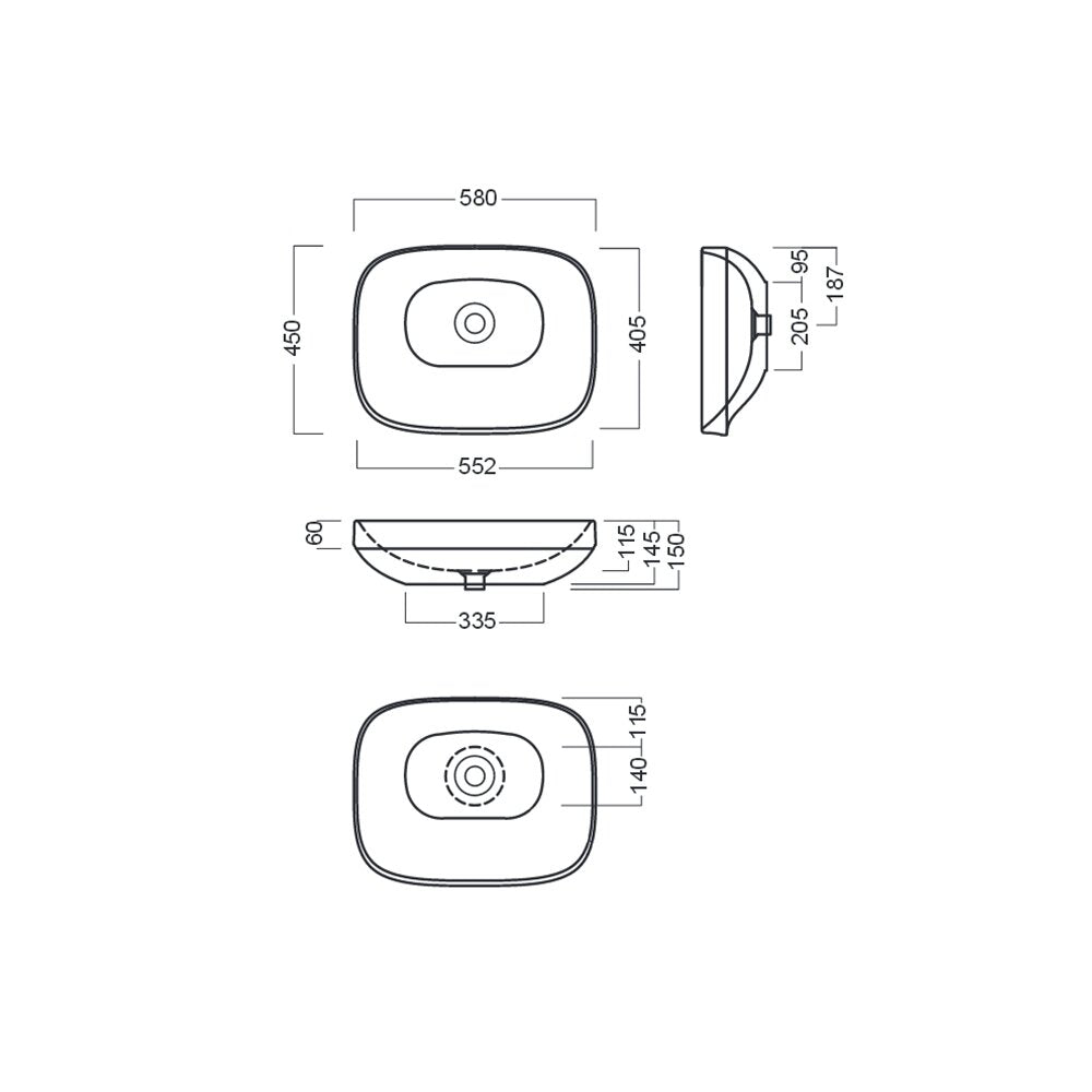 Hatria Abito Countertop Sink 58x48 cm