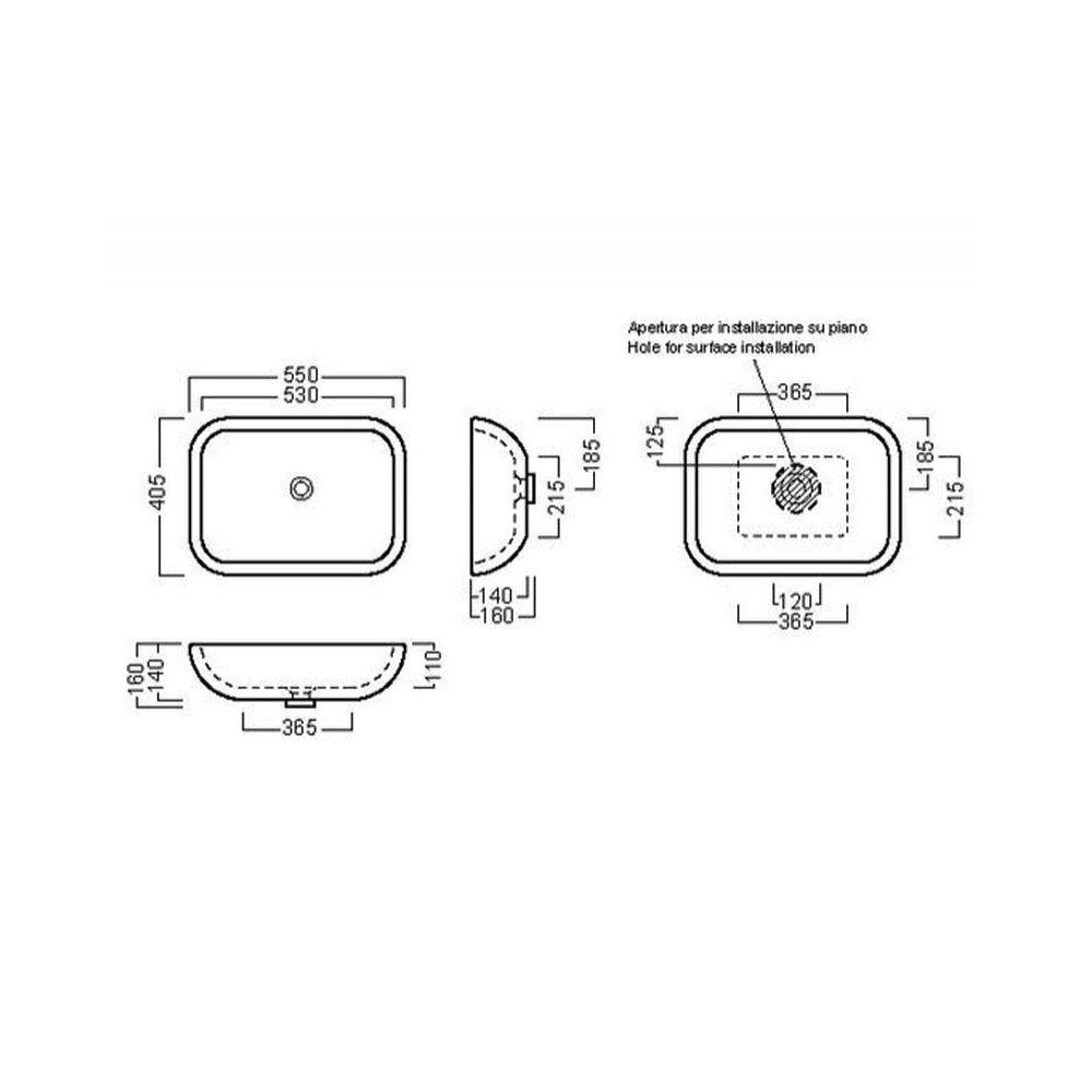 Hatria Happy Hour 17:00 Countertop Sink 55x41 cm